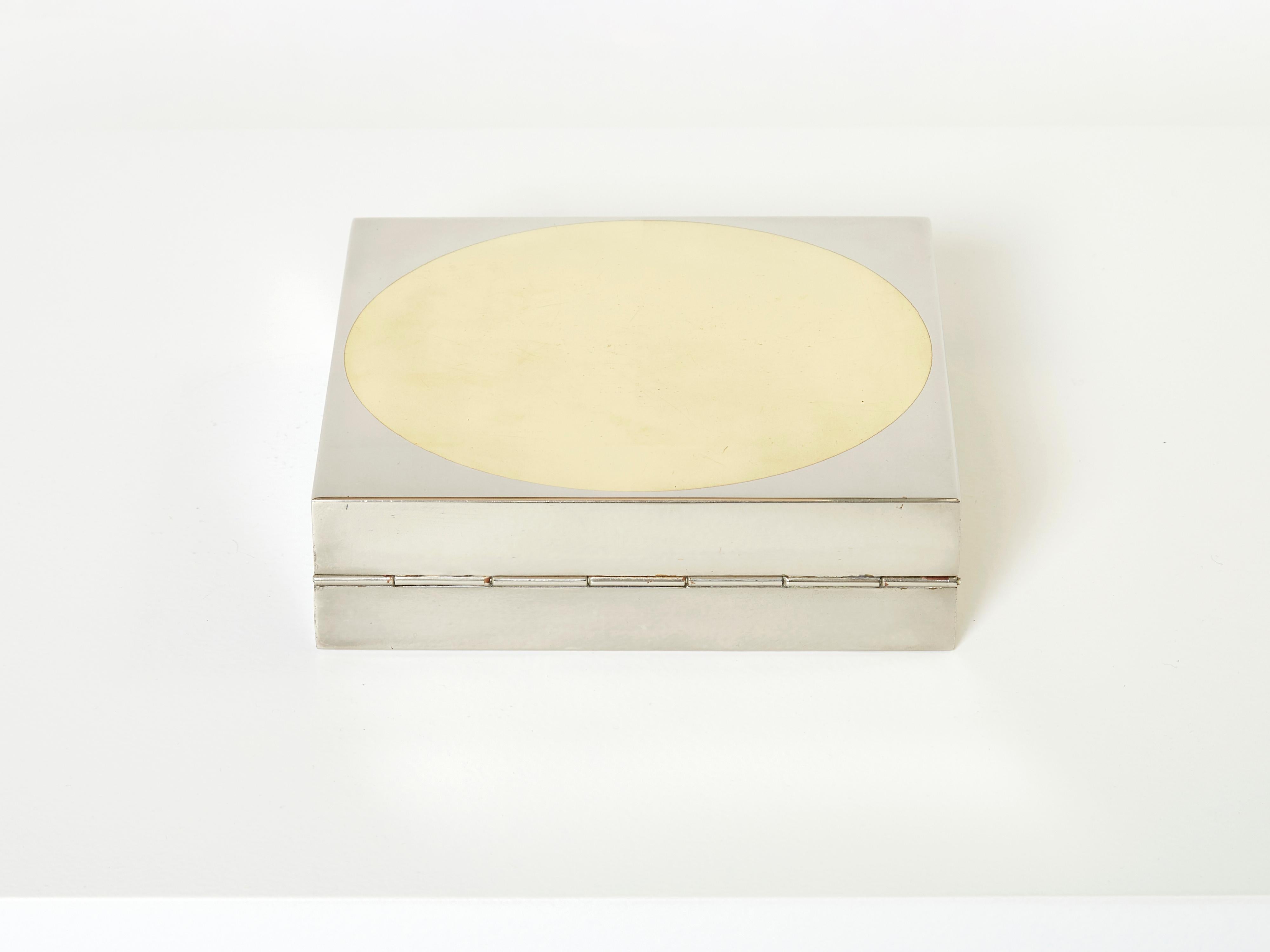 Romeo Rega Joyero italiano de latón cromado 1970 Moderno de mediados de siglo en venta