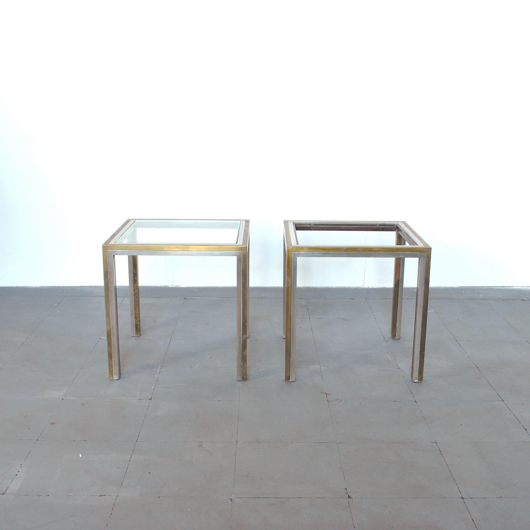 Set of two little coffee table in brass and stainless by Romeo Rega form mid-1970s.