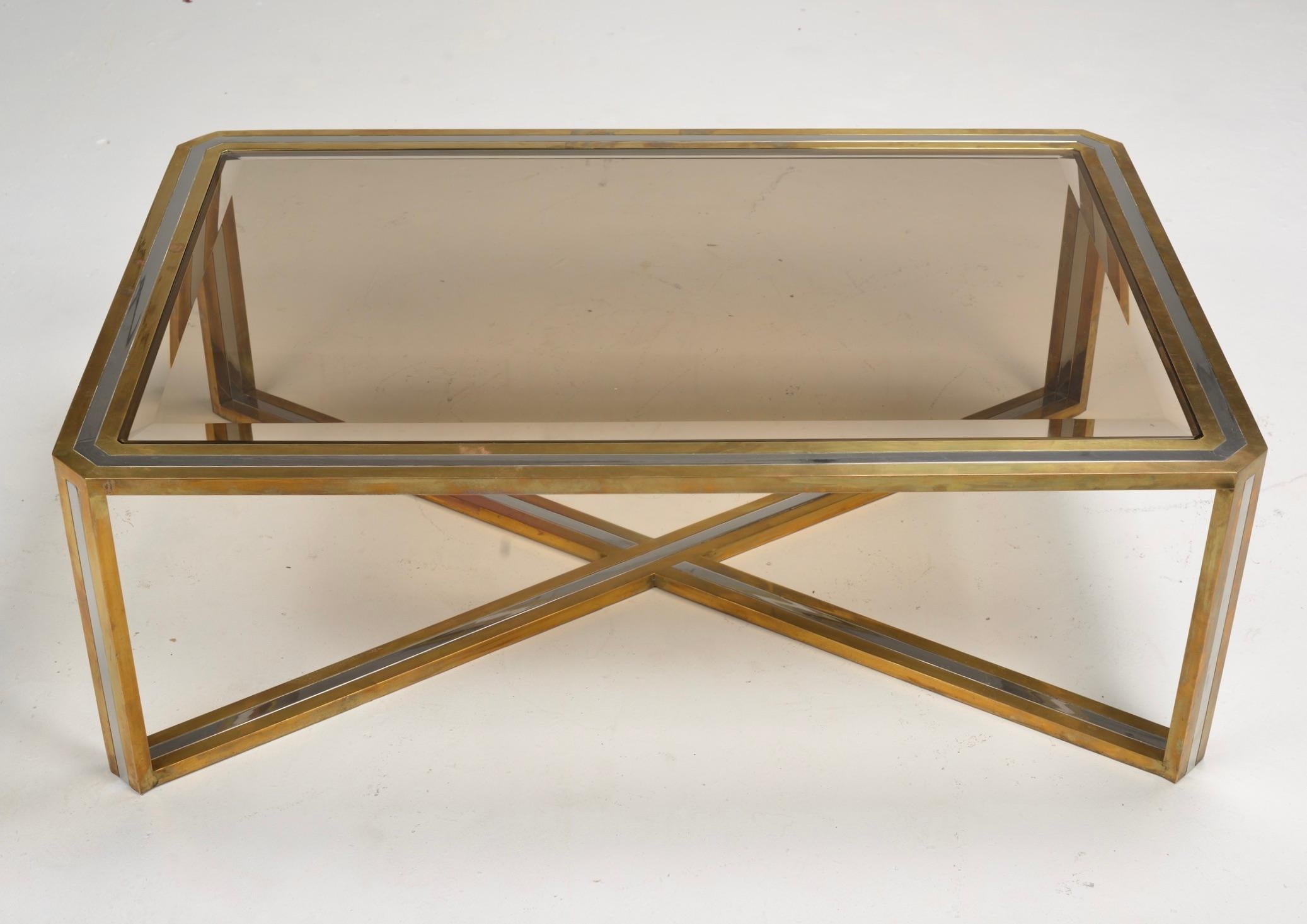 Romeo Rega Italian Mid-Century Modernist Chrome and Brass Coffee Table For Sale 2