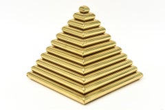Vintage Romeo Rega Brass Large Pyramid Step Box Sculpture Desk Accessory italiano