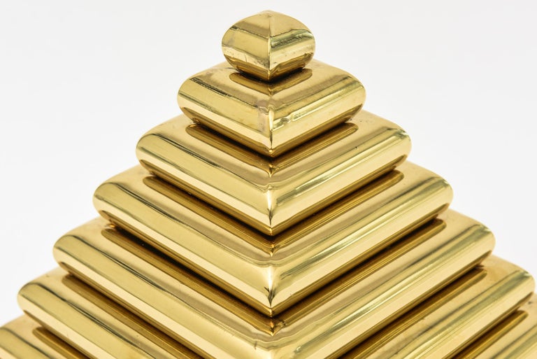Romeo Rega Brass Large Pyramid Step Box Sculpture Desk Accessory ...