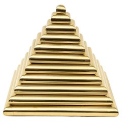Romeo Rega Italian Brass Large Pyramid Step Box Sculpture Vintage Desk Accessory