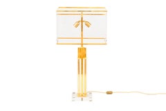Romeo Rega, Lamp in Lucite and Gilt Brass, 1970s