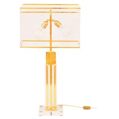 Vintage Romeo Rega, Lamp in Lucite and Gilt Brass, 1970s