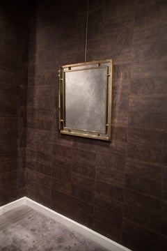 Late 20th Century Rectangular Gilded Brass Italian Mirror, 1970