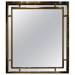 Late 20th Century Rectangular Gilded Brass Italian Mirror, 1970