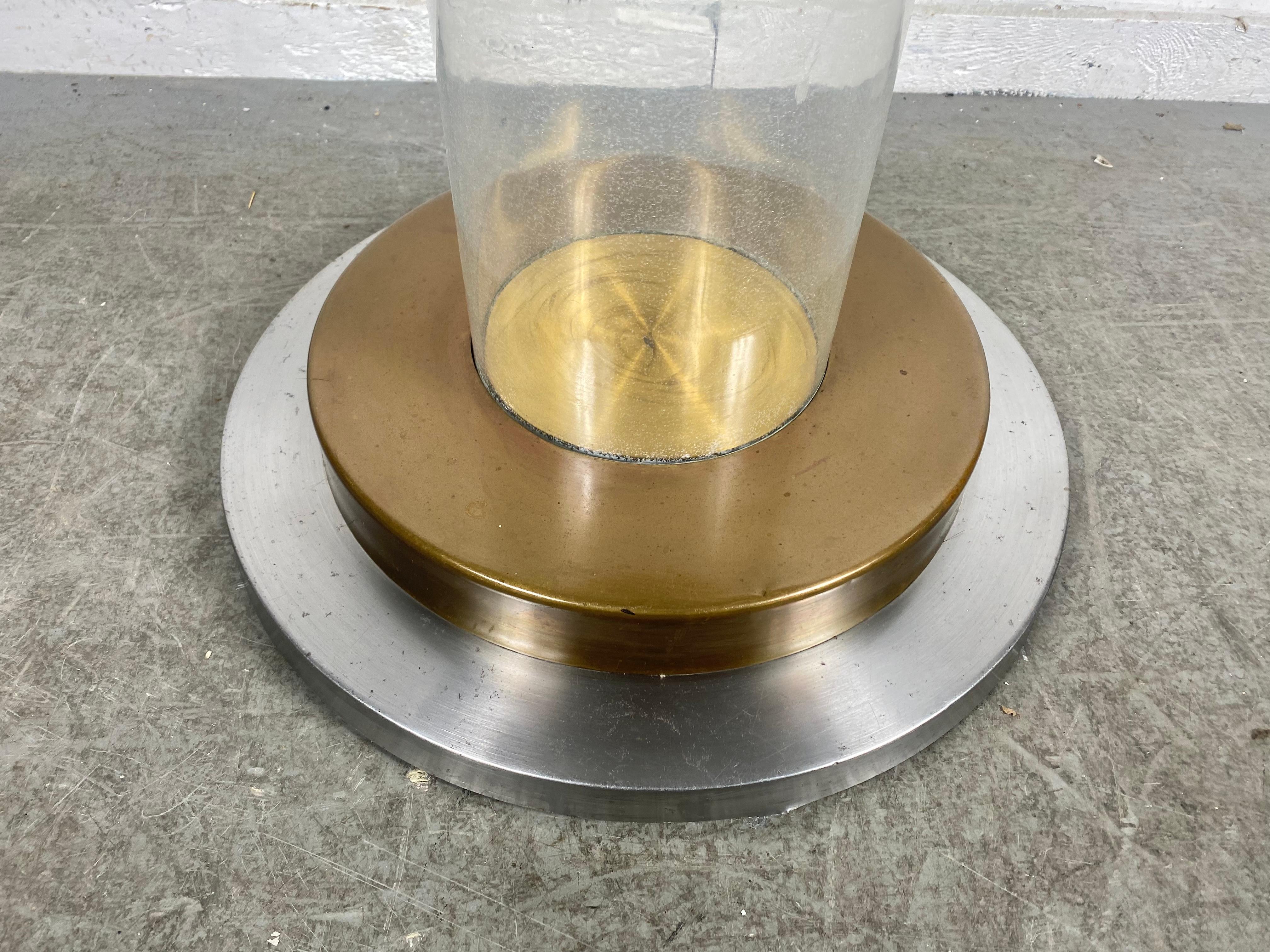 Romeo Rega Lucite / stainless / brass  Pedestal Table Base, , Italian Modernist In Good Condition For Sale In Buffalo, NY