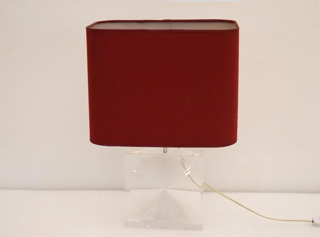 Lucite Romeo Rega lucite table lamp, 1970s For Sale