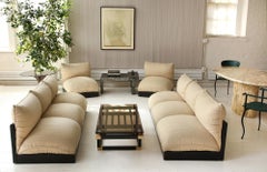 Romeo Rega Metal Black Gold Coffee Table with Smoked Glass, Midcentury, 1980s