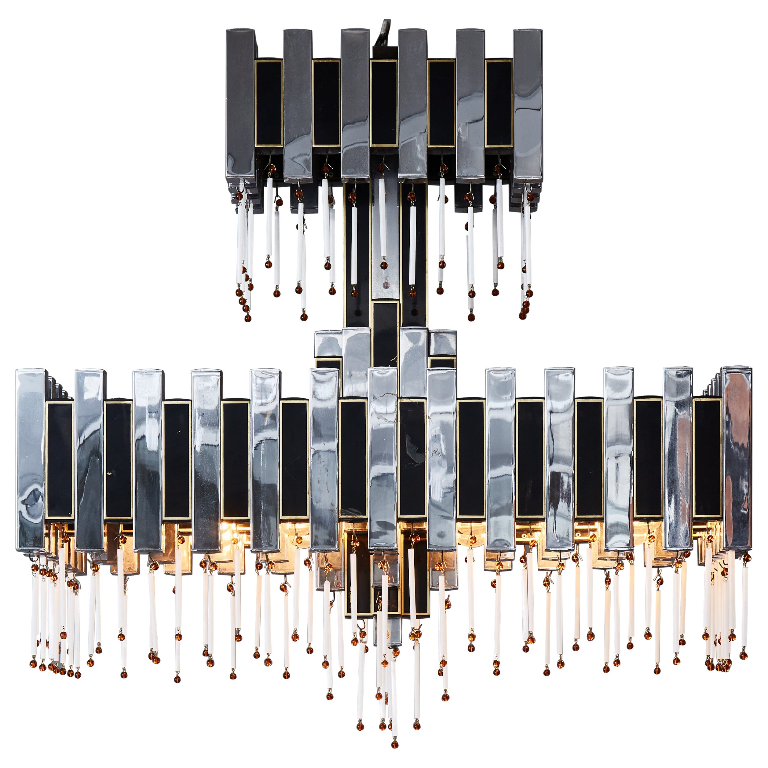 Lustre Romeo Rega en Métal et Verre Milieu de Siècle en vente
