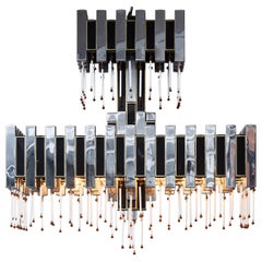 Romeo Rega Mid Century Metal and Glass Chandelier