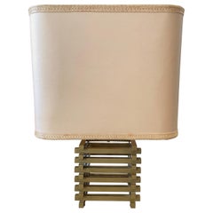 Mid-Century Modern Brass Italian Squared Table Lamp, circa 1970