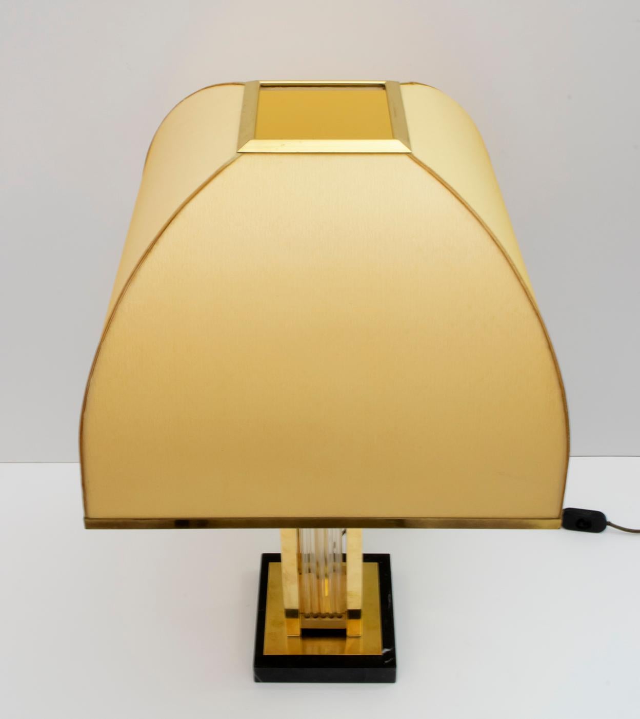 Romeo Rega Mid-Century Modern Italian Brass and Glass Table Lamp, 1970s 1