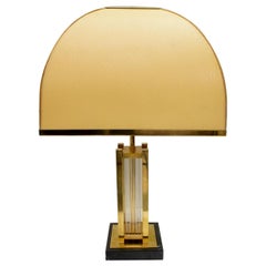 Romeo Rega Mid-Century Modern Italian Brass and Glass Table Lamp, 1970s