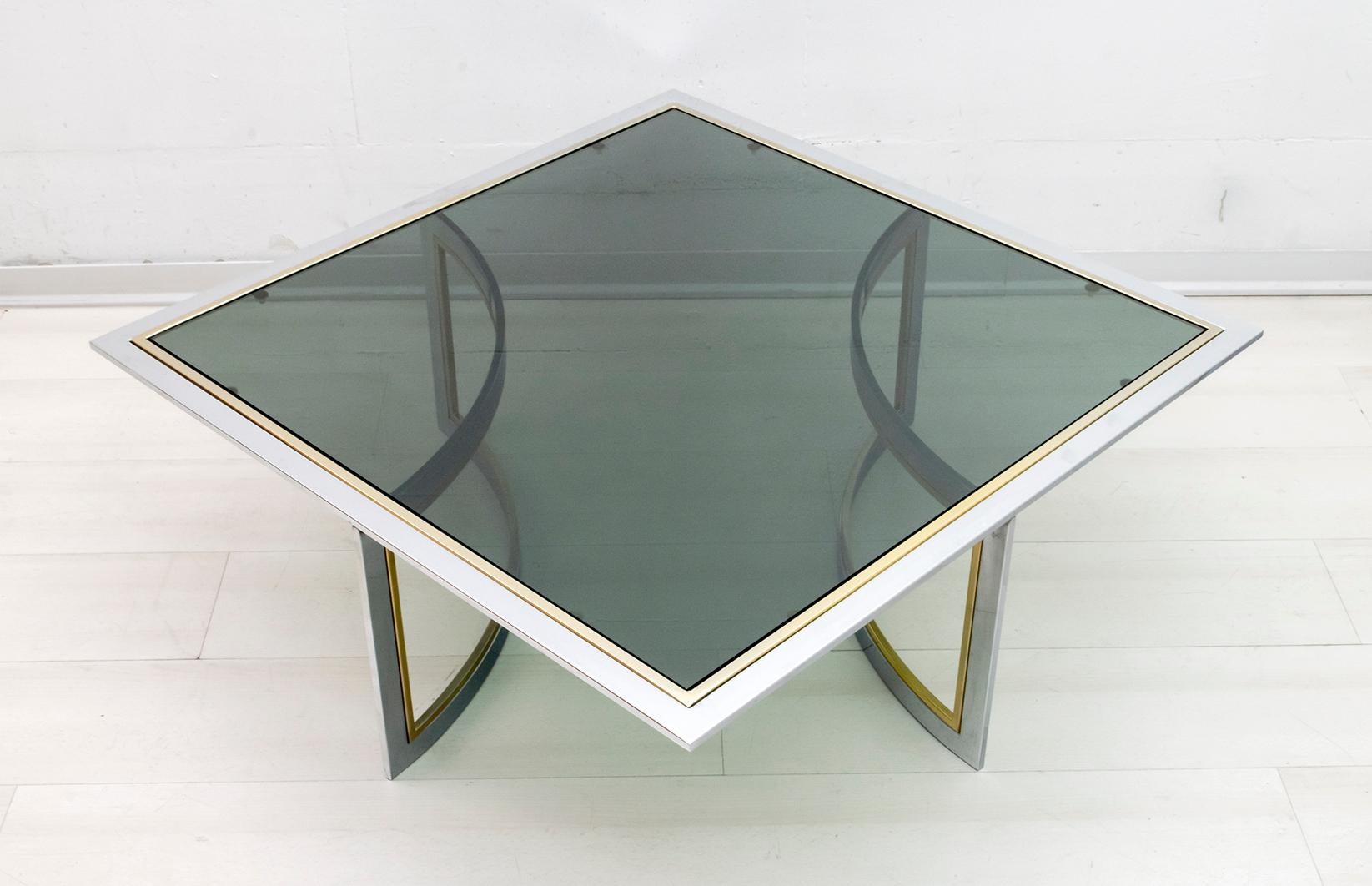 Romeo Rega Mid-Century Modern Italian Chrome and Brass Coffee Table, 1970s For Sale 2