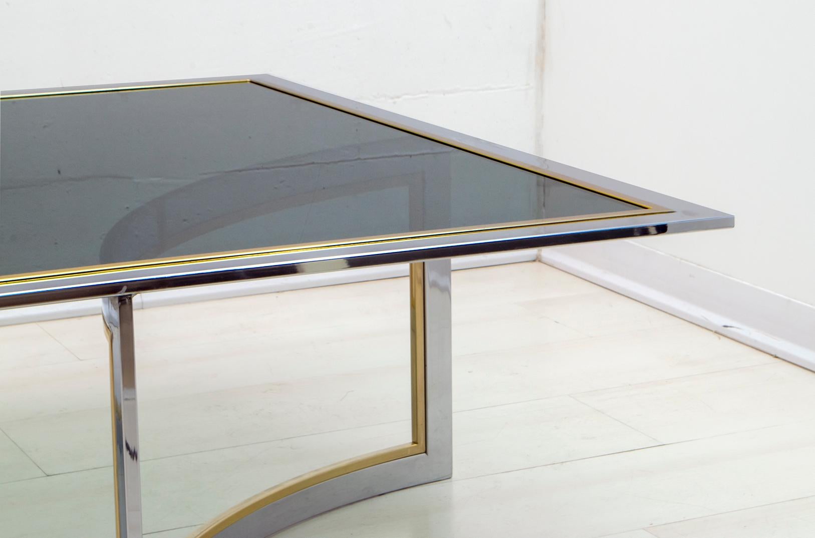 Romeo Rega Mid-Century Modern Italian Chrome and Brass Coffee Table, 1970s For Sale 4