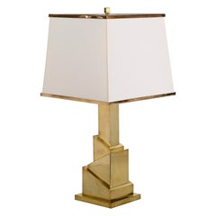 Romeo Rega Midcentury Brass Italian Table Lamp with Skyscraper Structure, 1970s
