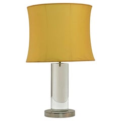 Used Romeo Rega Midcentury Italian Table Lamp with Lucite Column and Brass Base 1970s