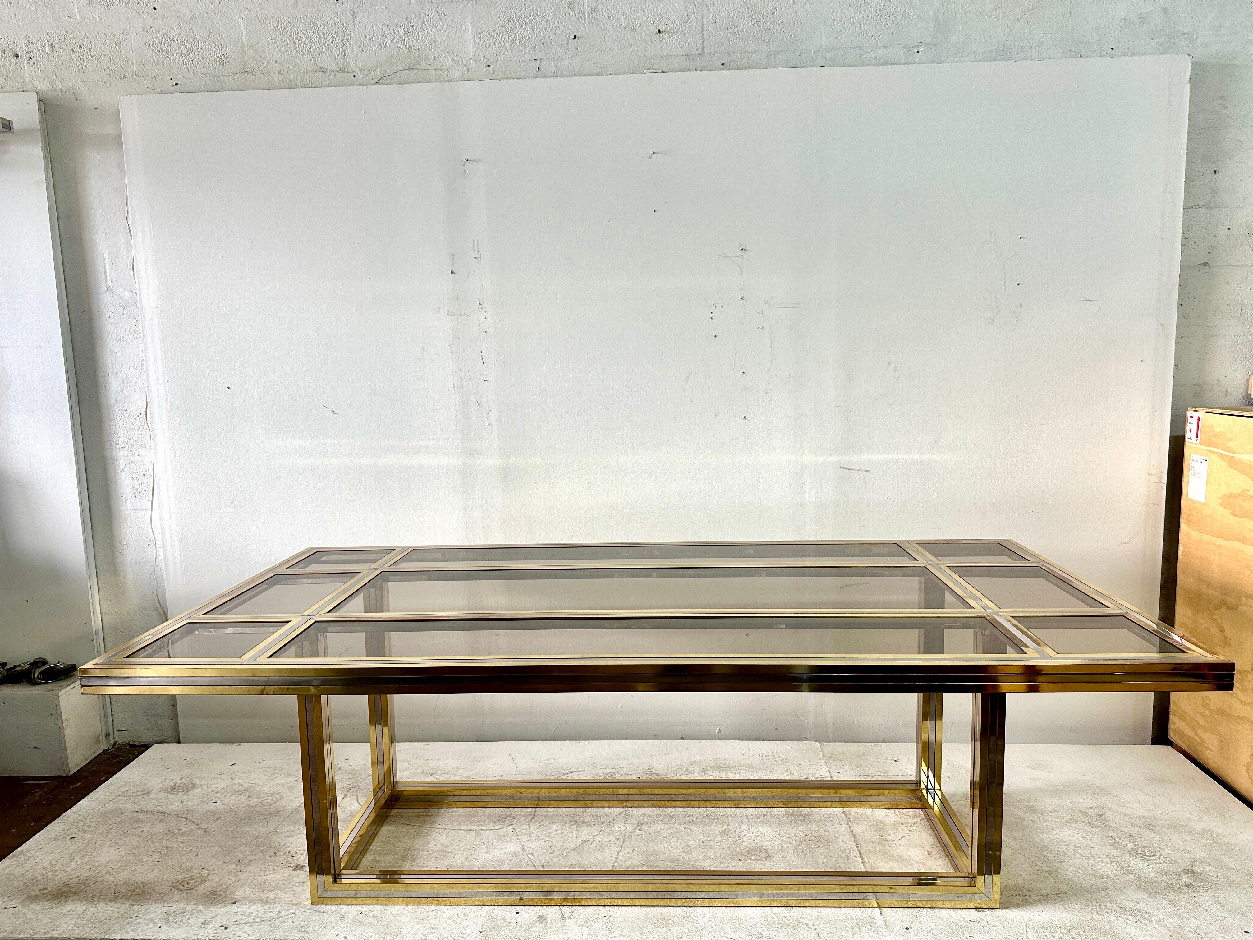 Late 20th Century Romeo Rega Mixed-Metal w/ Glass Insets Dining Table For Sale