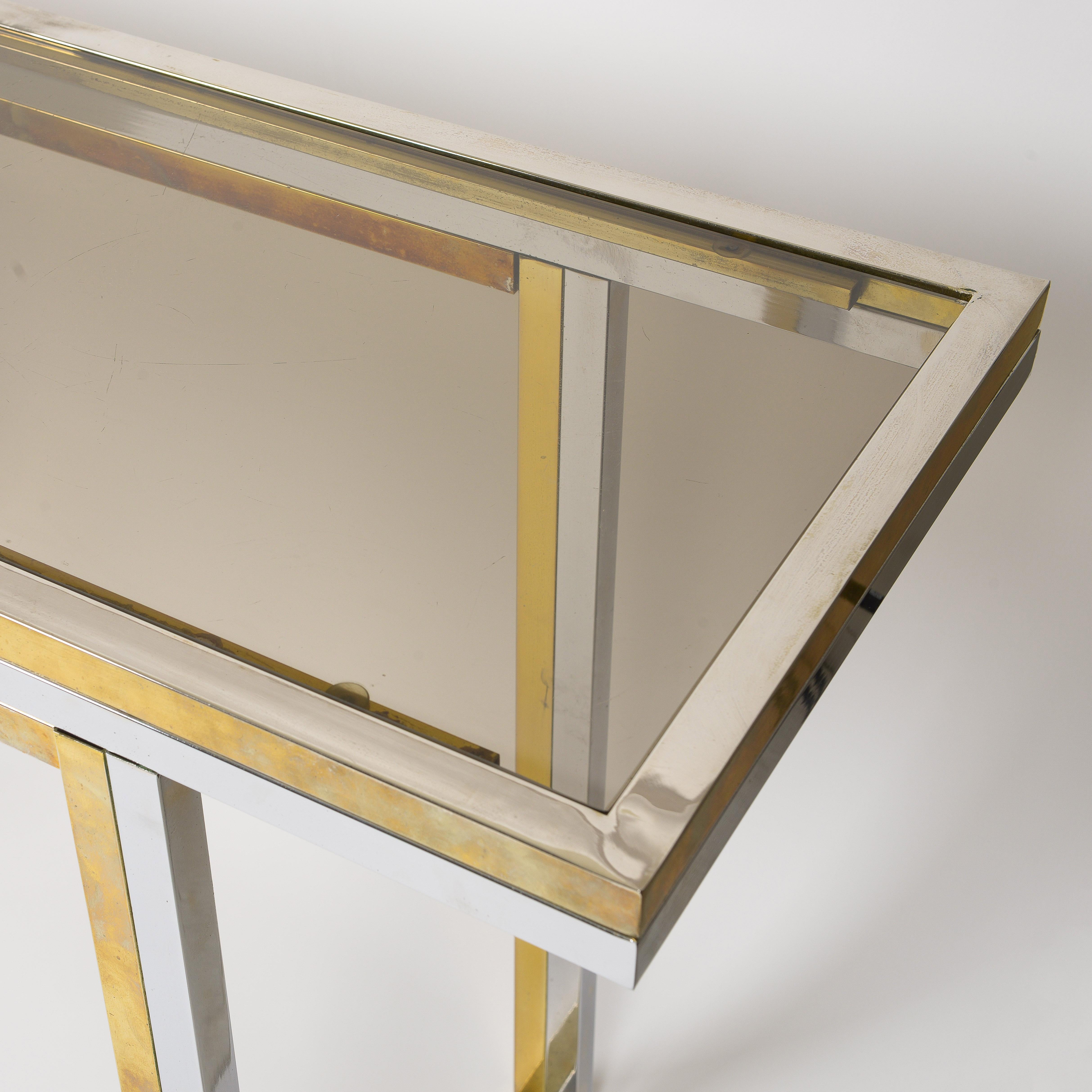 Romeo Rega Modern Maison Jansen Style Chrome and Brass Console In Good Condition For Sale In New York, NY