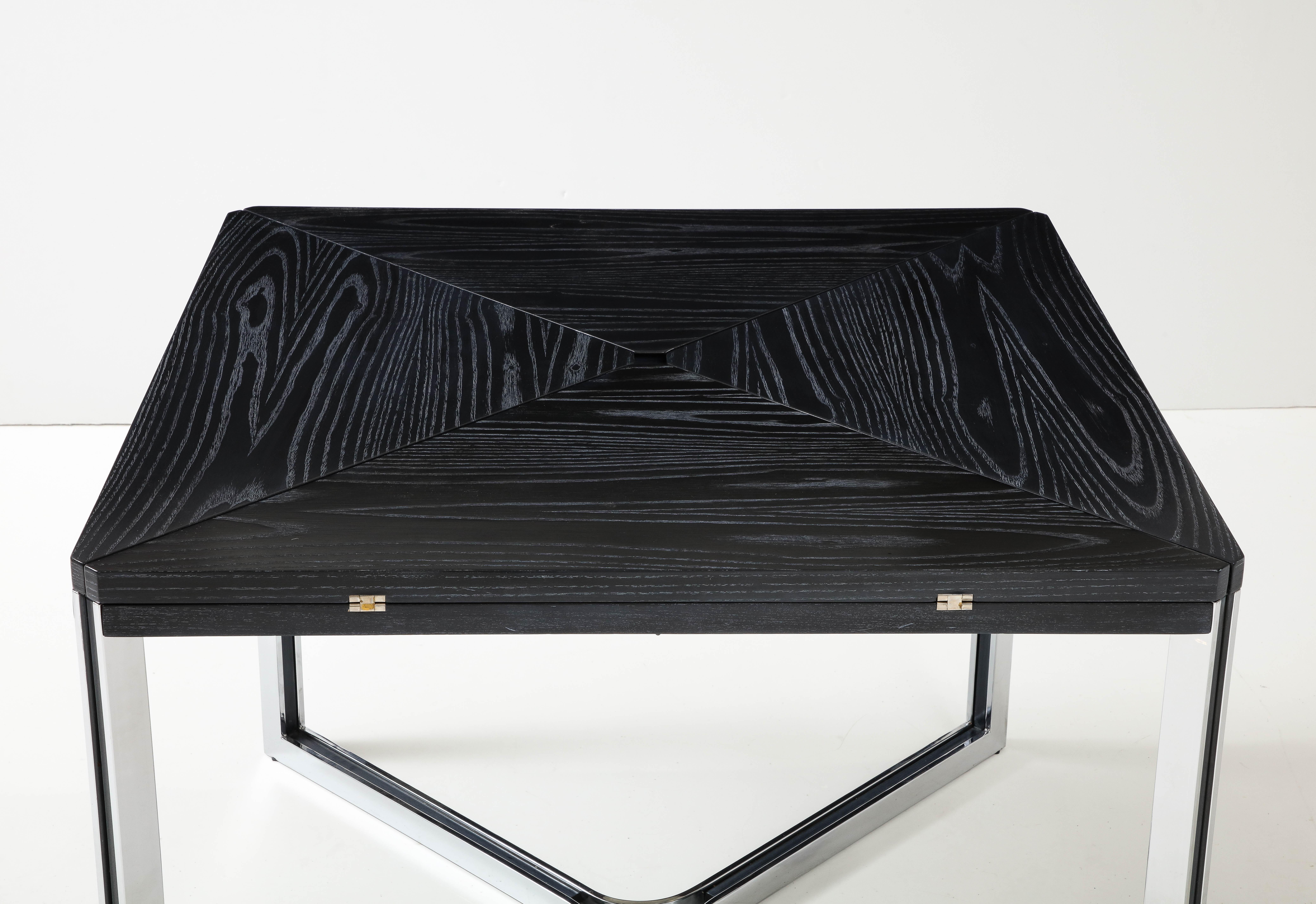 Romeo Rega Modernistischer ausziehbarer Esstisch aus gekälktem Eichenholz und Stahl im Angebot 5