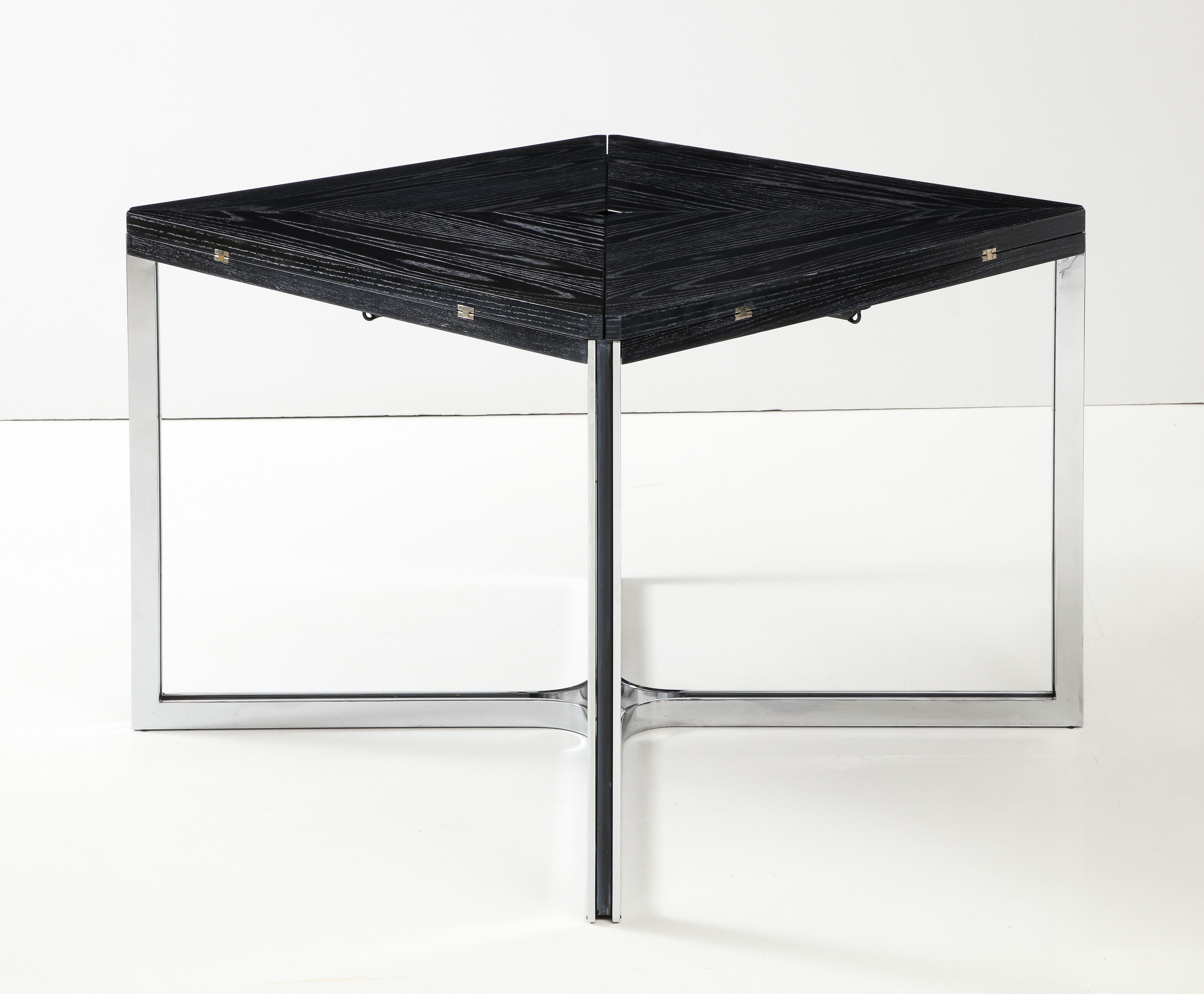 Romeo Rega Modernistischer ausziehbarer Esstisch aus gekälktem Eichenholz und Stahl im Angebot 10