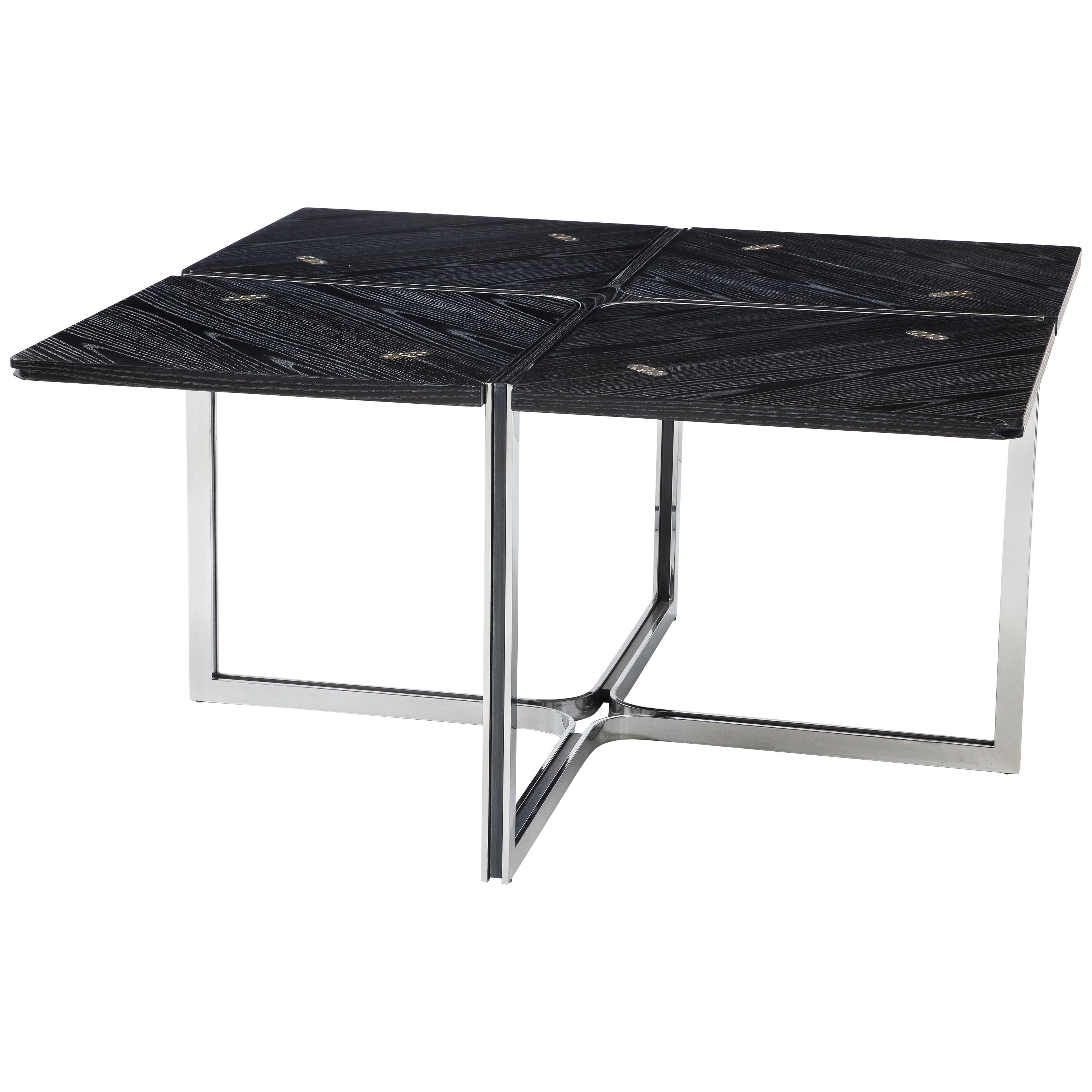 Romeo Rega Modernist Cerused Oak And Steel Extendable Dining Table