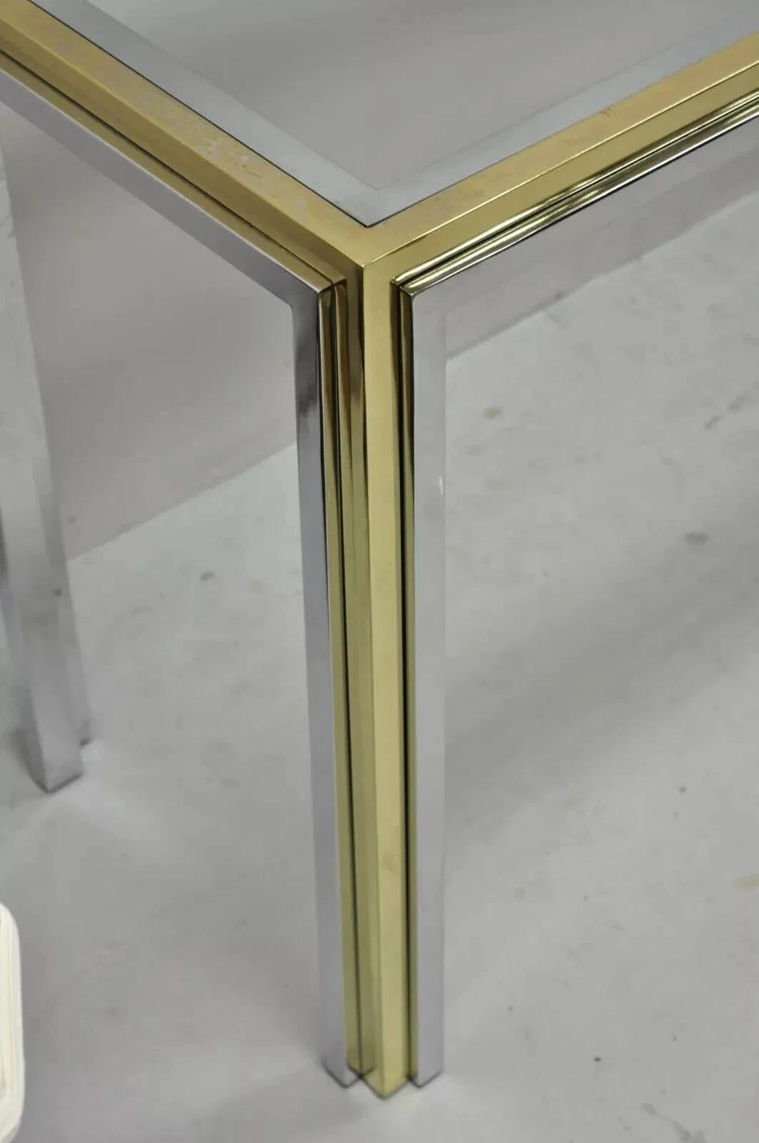 Unknown Romeo Rega Modernist Maison Jansen Style Chrome Brass Glass Console Hall Table For Sale