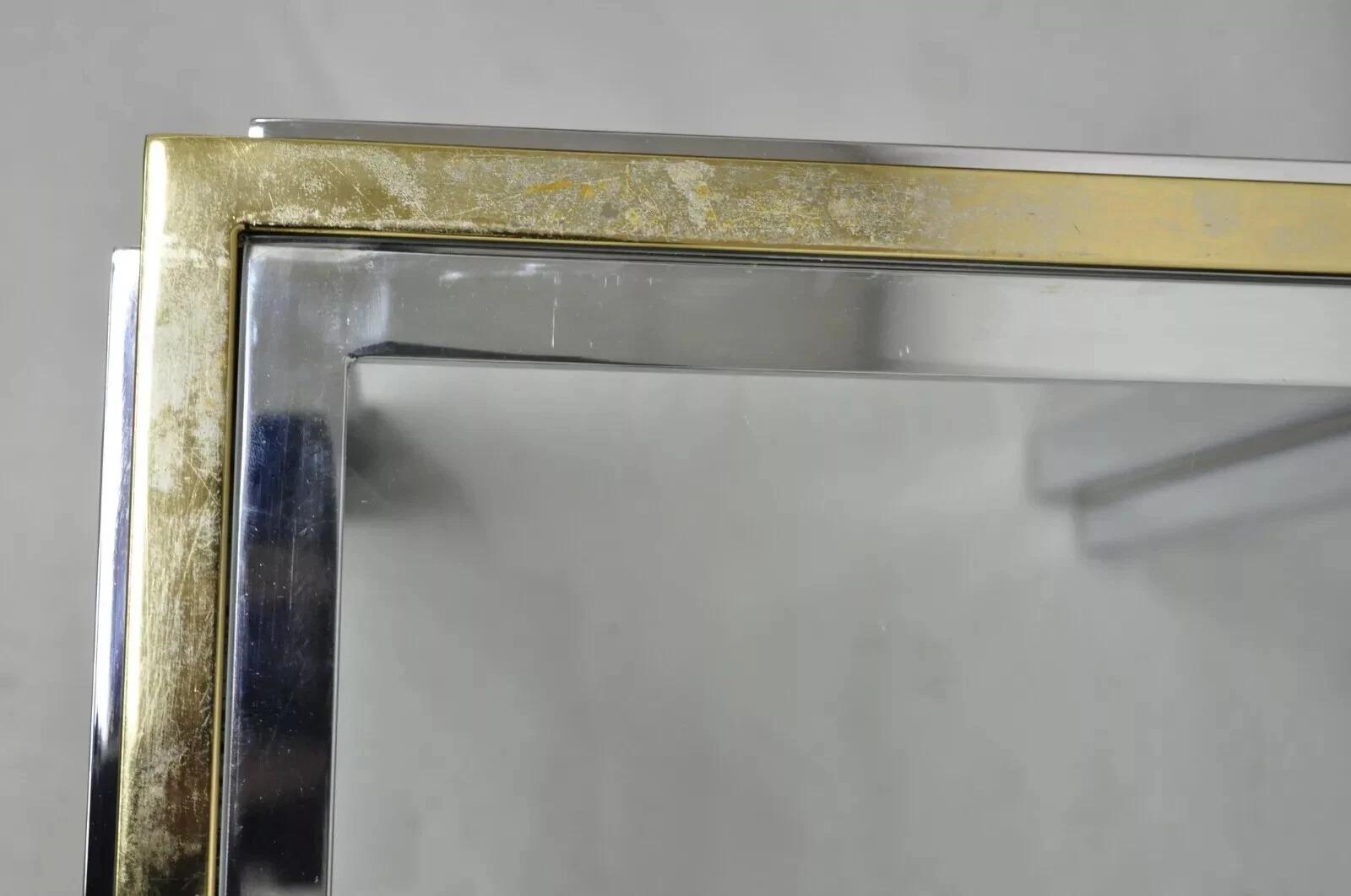 Romeo Rega Modernist Maison Jansen Style Chrome Brass Glass Console Hall Table For Sale 1