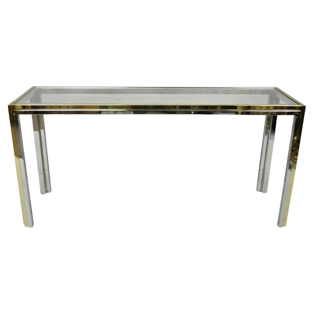 Romeo Rega Consola de cristal cromado estilo Maison Jansen Modernista Mesa de recibidor