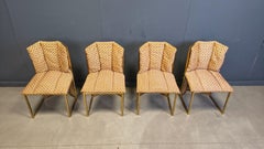 Romeo Rega N. 6 chairs in brass metal and wicker for Mario Sabot, 1970s