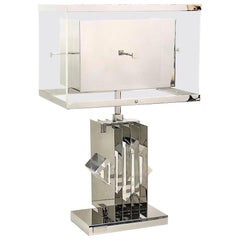 Romeo Rega Nickel and Lucite Op Art Table Lamp, 1970s