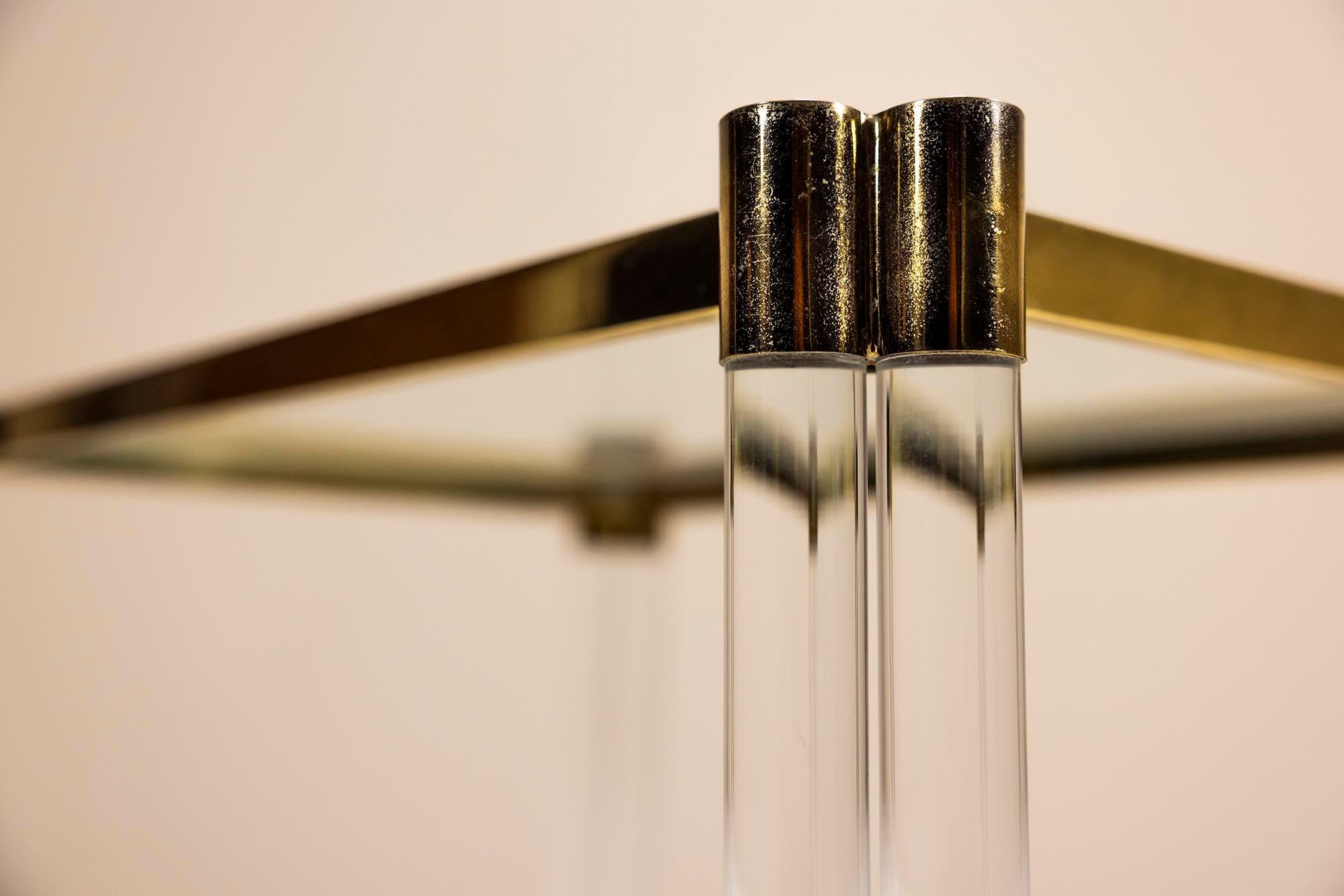 Romeo Rega Pair of Lucite and Brass Side Tables, Italy 1970s For Sale 4