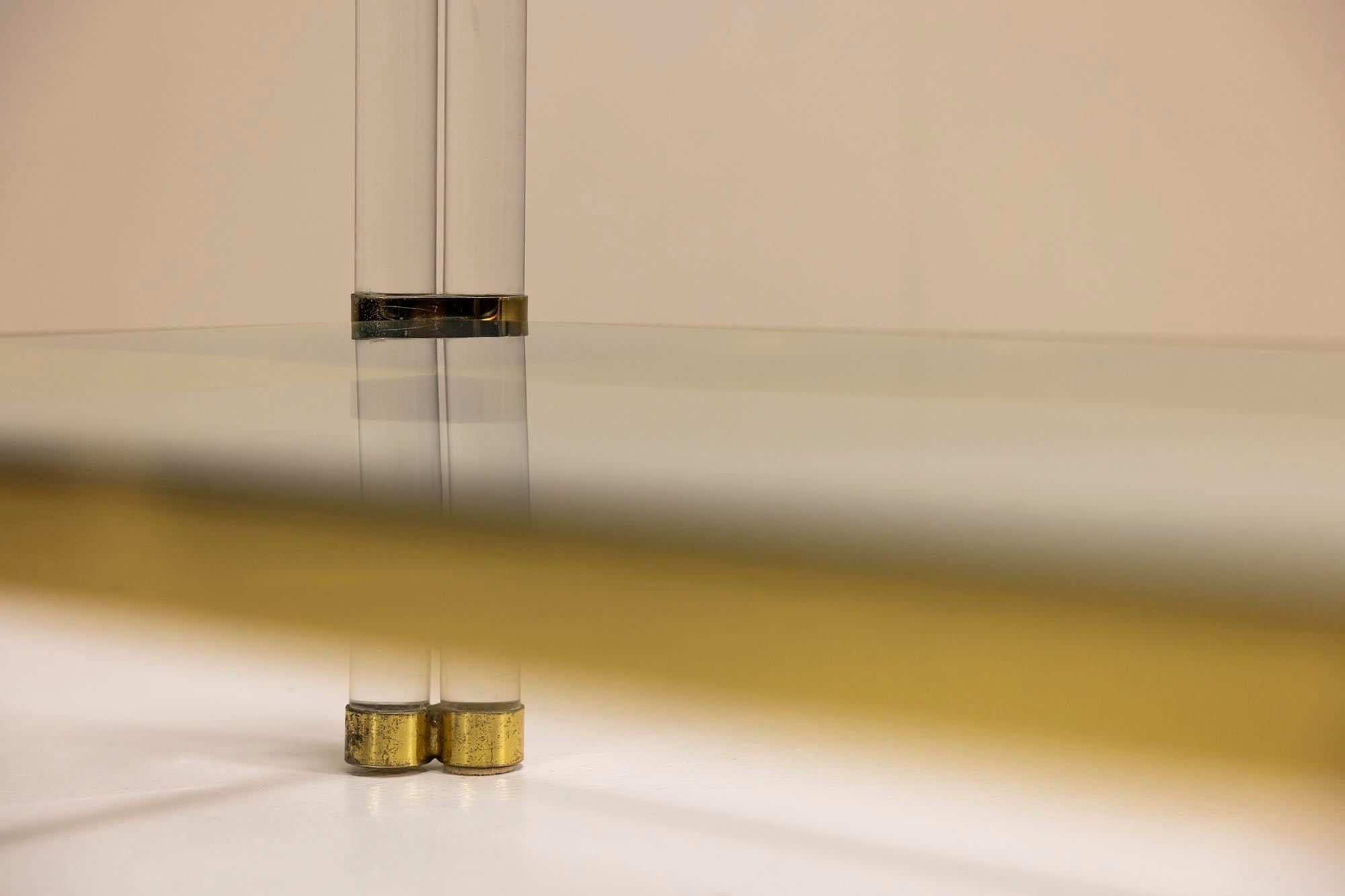 Romeo Rega Pair of Lucite and Brass Side Tables, Italy 1970s For Sale 6