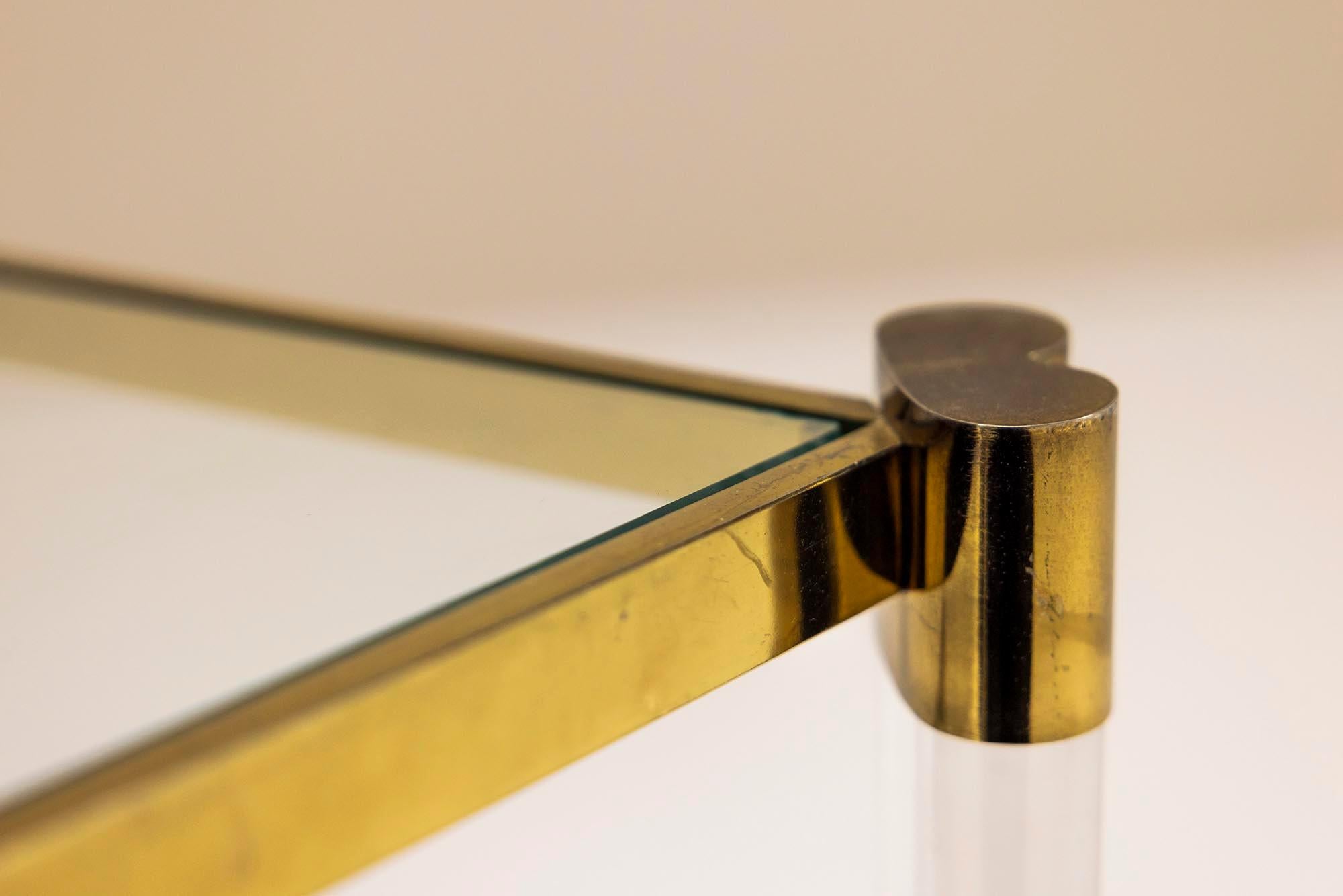 Romeo Rega Pair of Lucite and Brass Side Tables, Italy 1970s For Sale 2