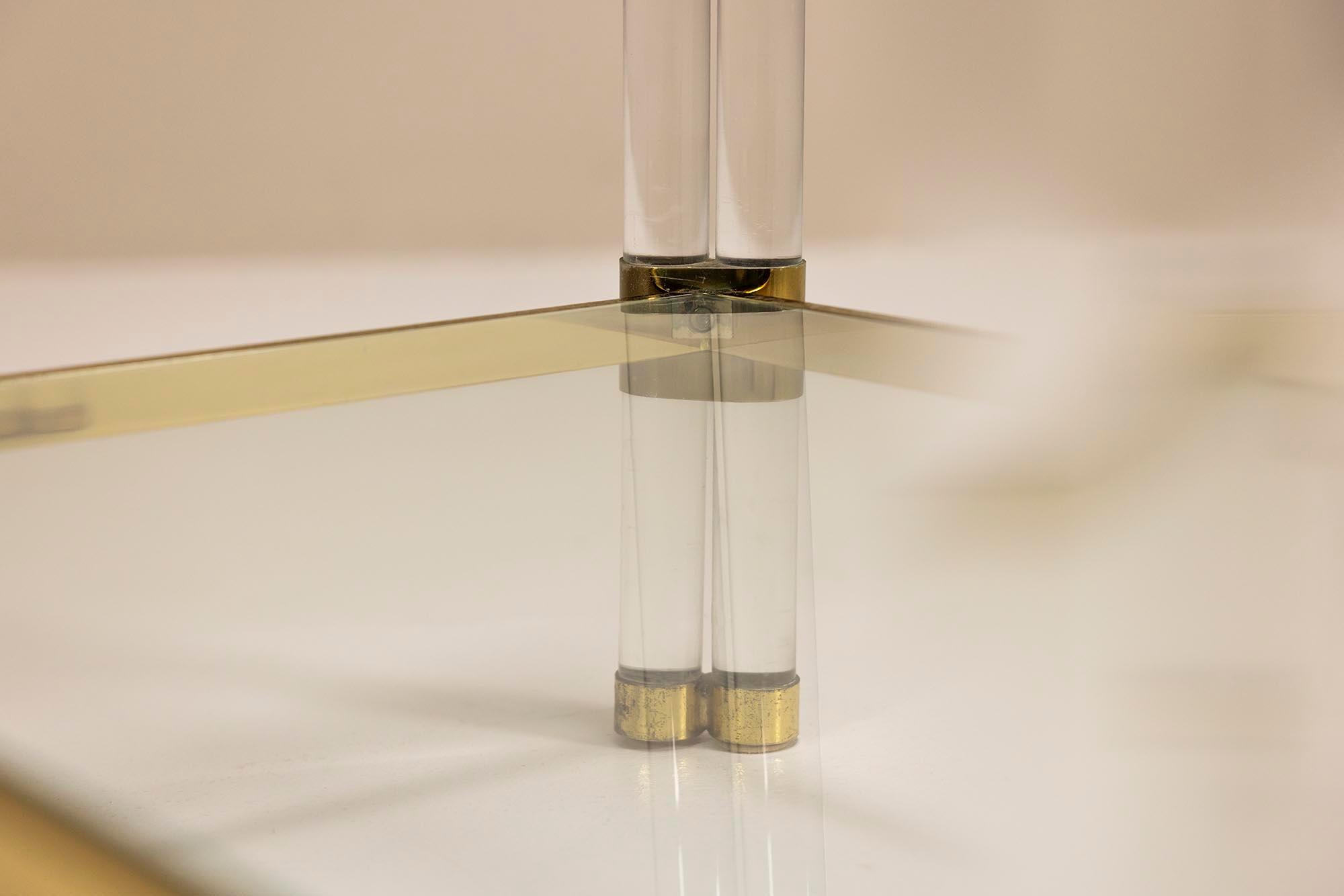 Romeo Rega Pair of Lucite and Brass Side Tables, Italy 1970s For Sale 3