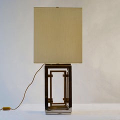 Romeo Rega Pair of Table Lamps, Chrome and Brass with Square Shades