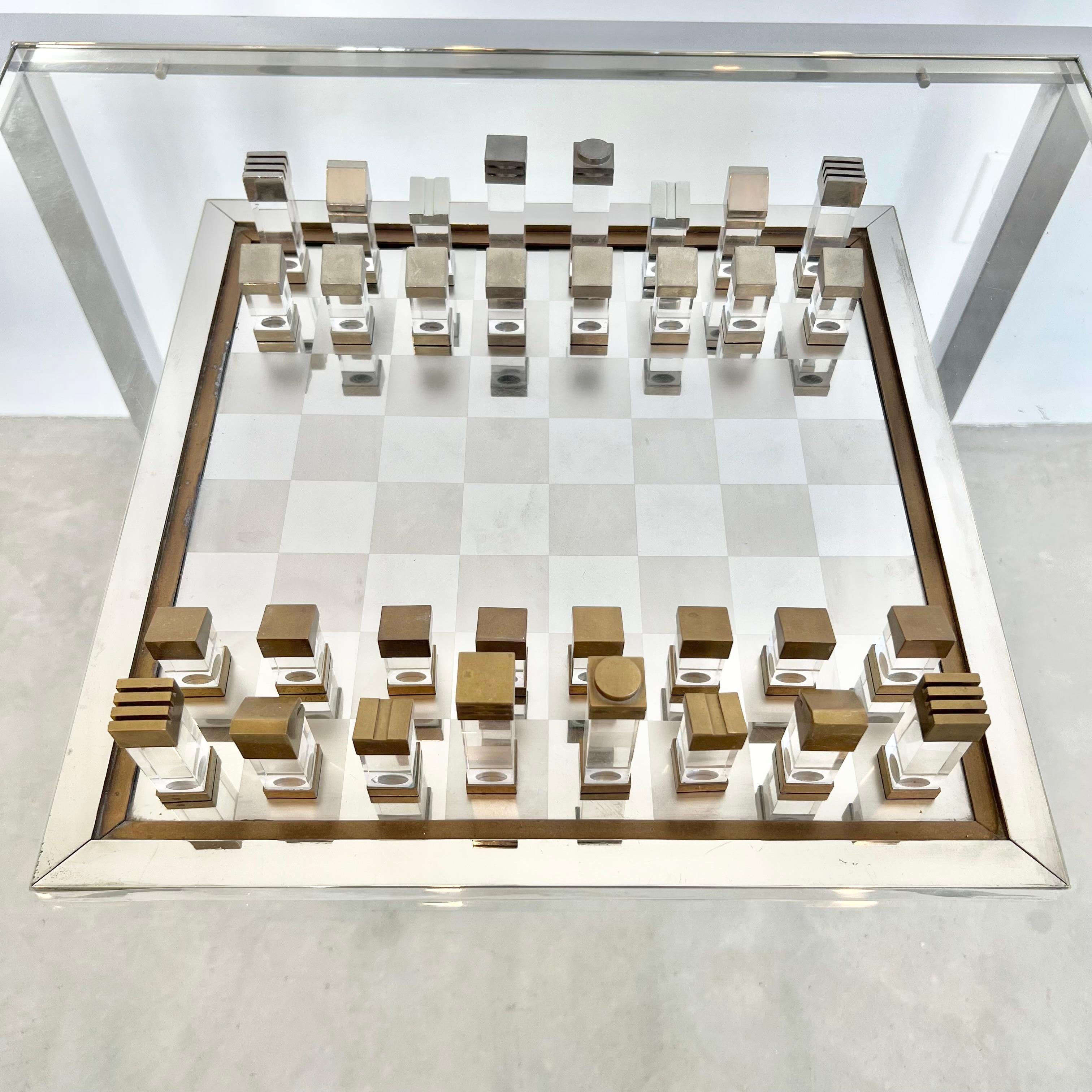 Italian Romeo Rega Perspex Chess Table, 1970s Italy For Sale