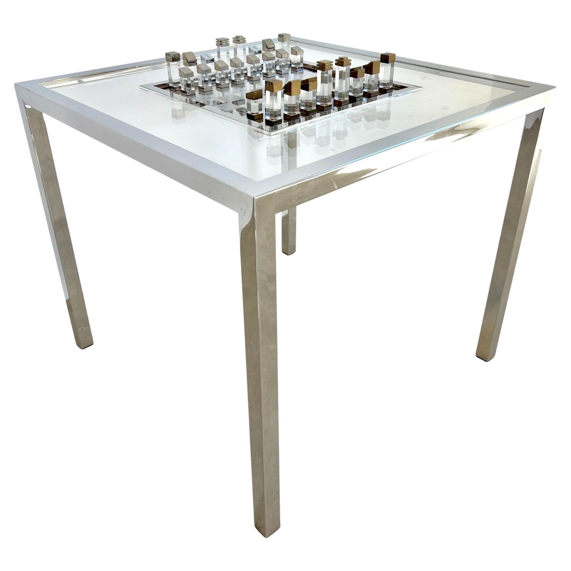 Romeo Rega Perspex Chess Table, 1970s Italy For Sale
