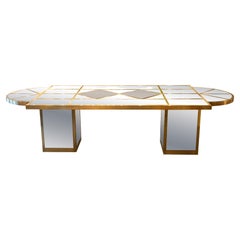 Romeo Rega, Puzzle Dining Table, Glass and Brass, circa 1970, Italy