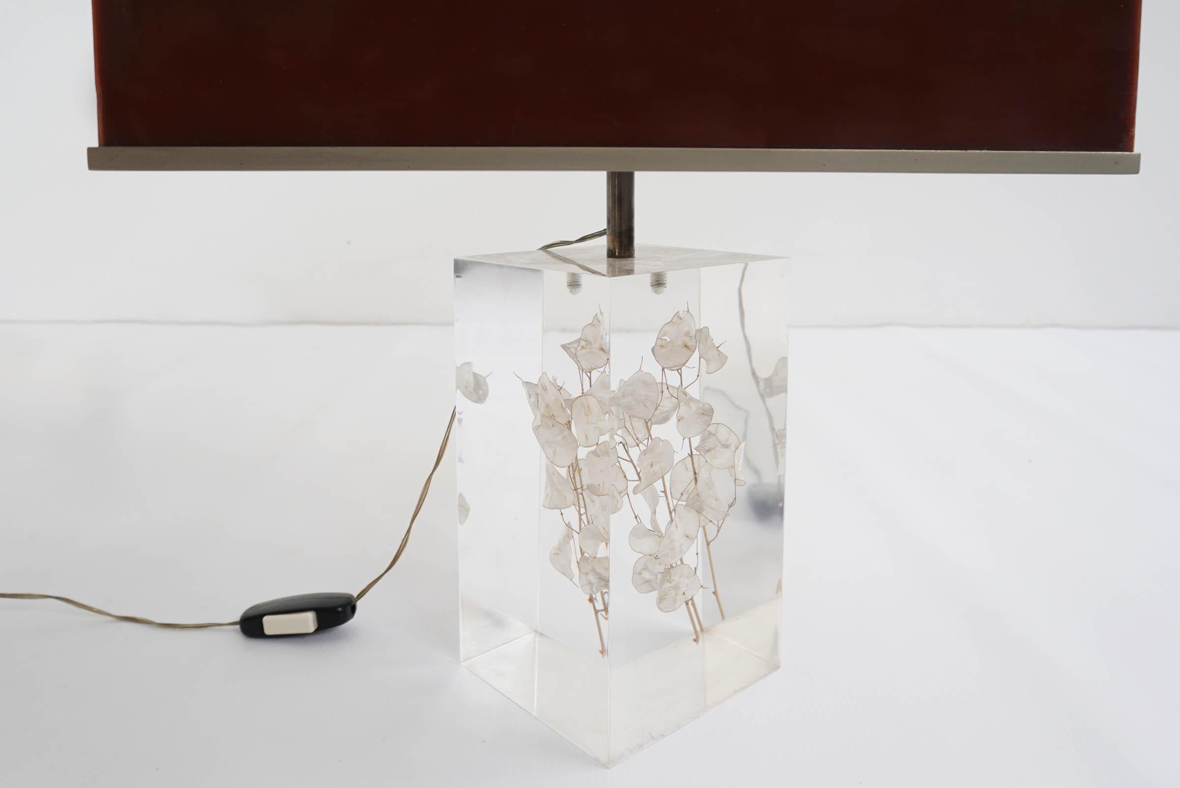 Italian Romeo Rega, Rare Flower in Plexi Table Lamp For Sale