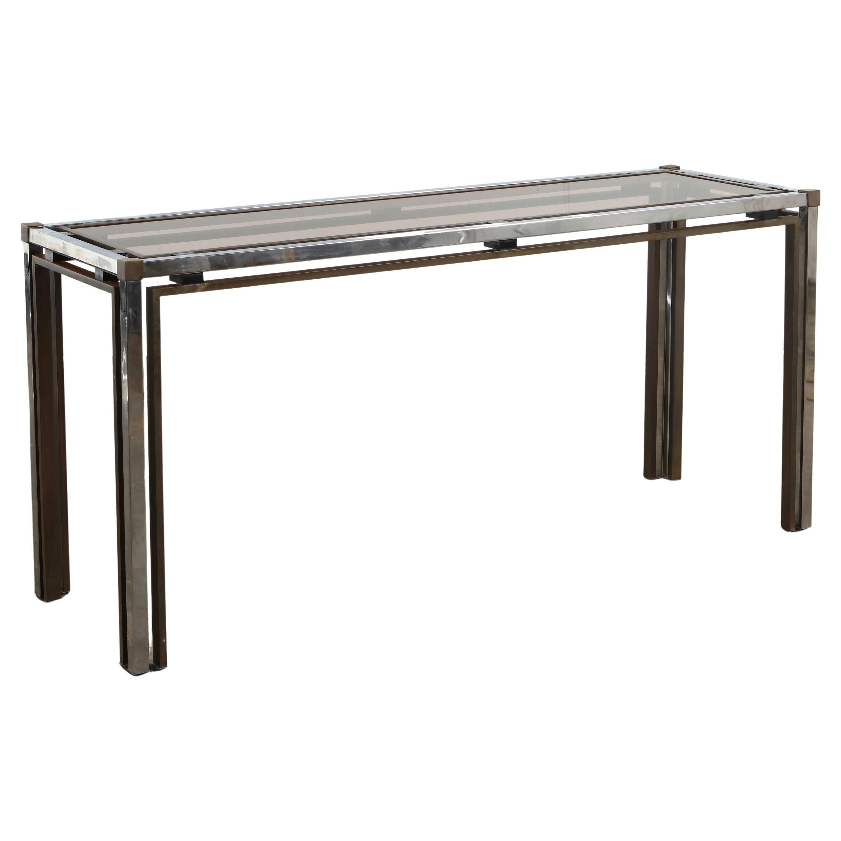 Romeo Rega, Rectangular Glass and Metal Console Table, 1970s