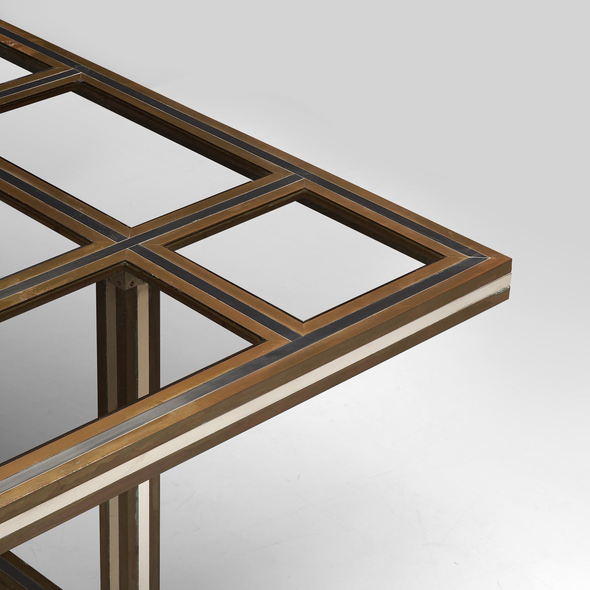 Mid-Century Modern Romeo Rega Rectangular Table in Metal and Glass