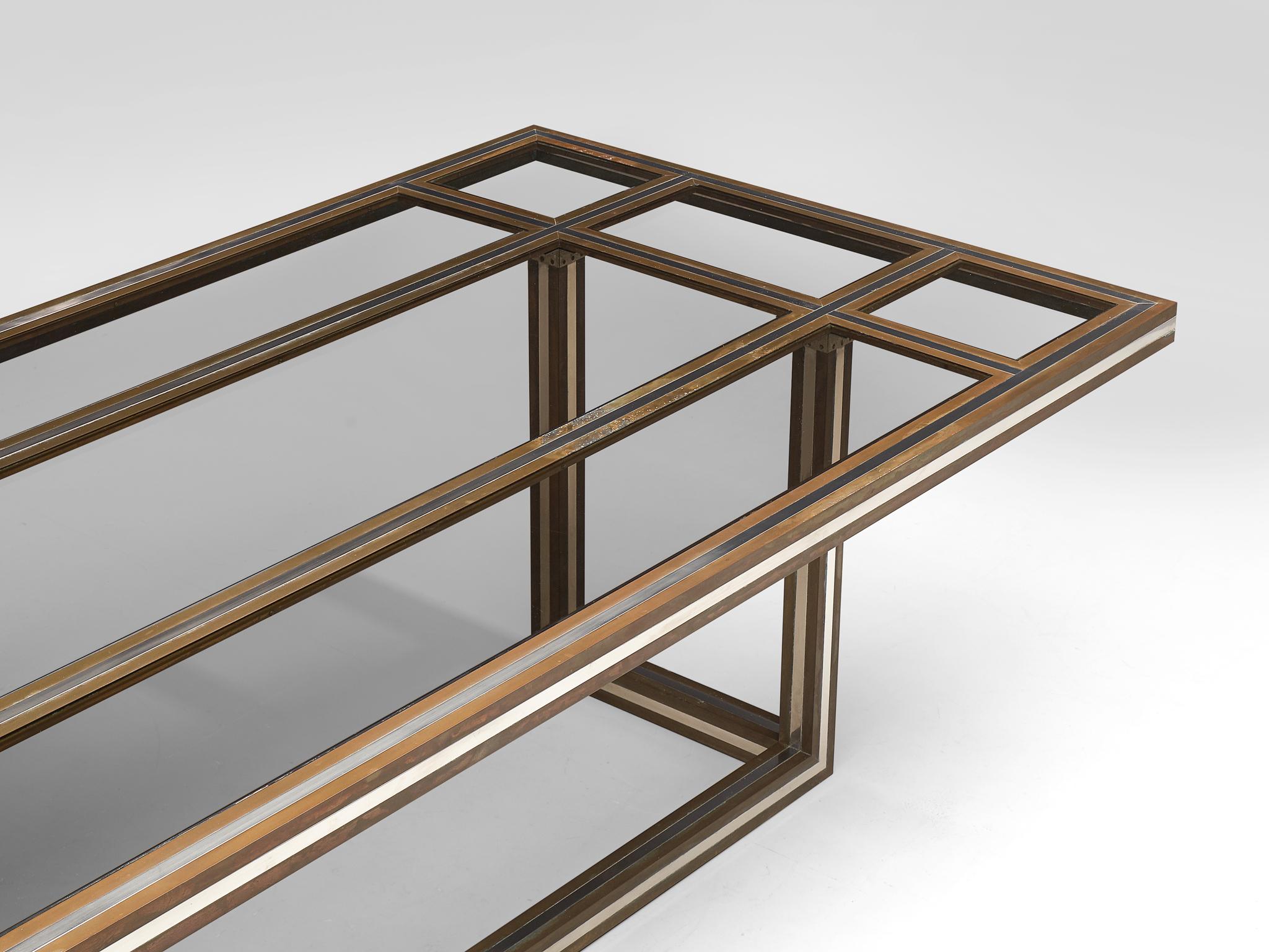 Late 20th Century Romeo Rega Rectangular Table in Metal and Glass