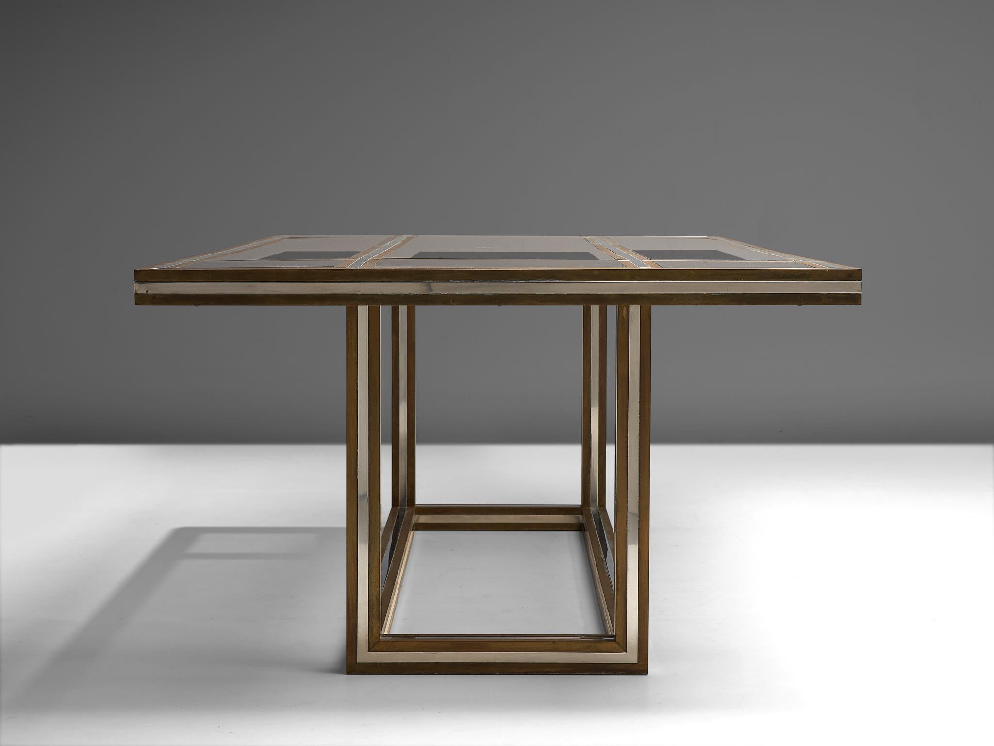 Romeo Rega Rectangular Dining Table in Metal and Glass In Good Condition In Waalwijk, NL