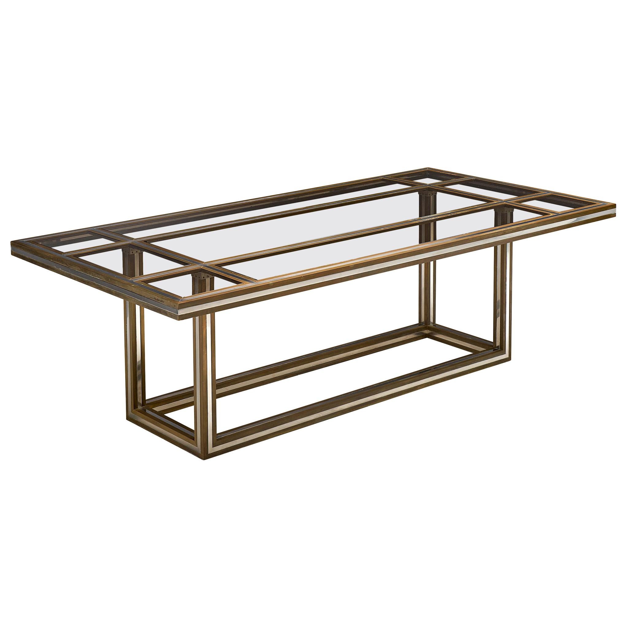 Romeo Rega Rectangular Table in Metal and Glass