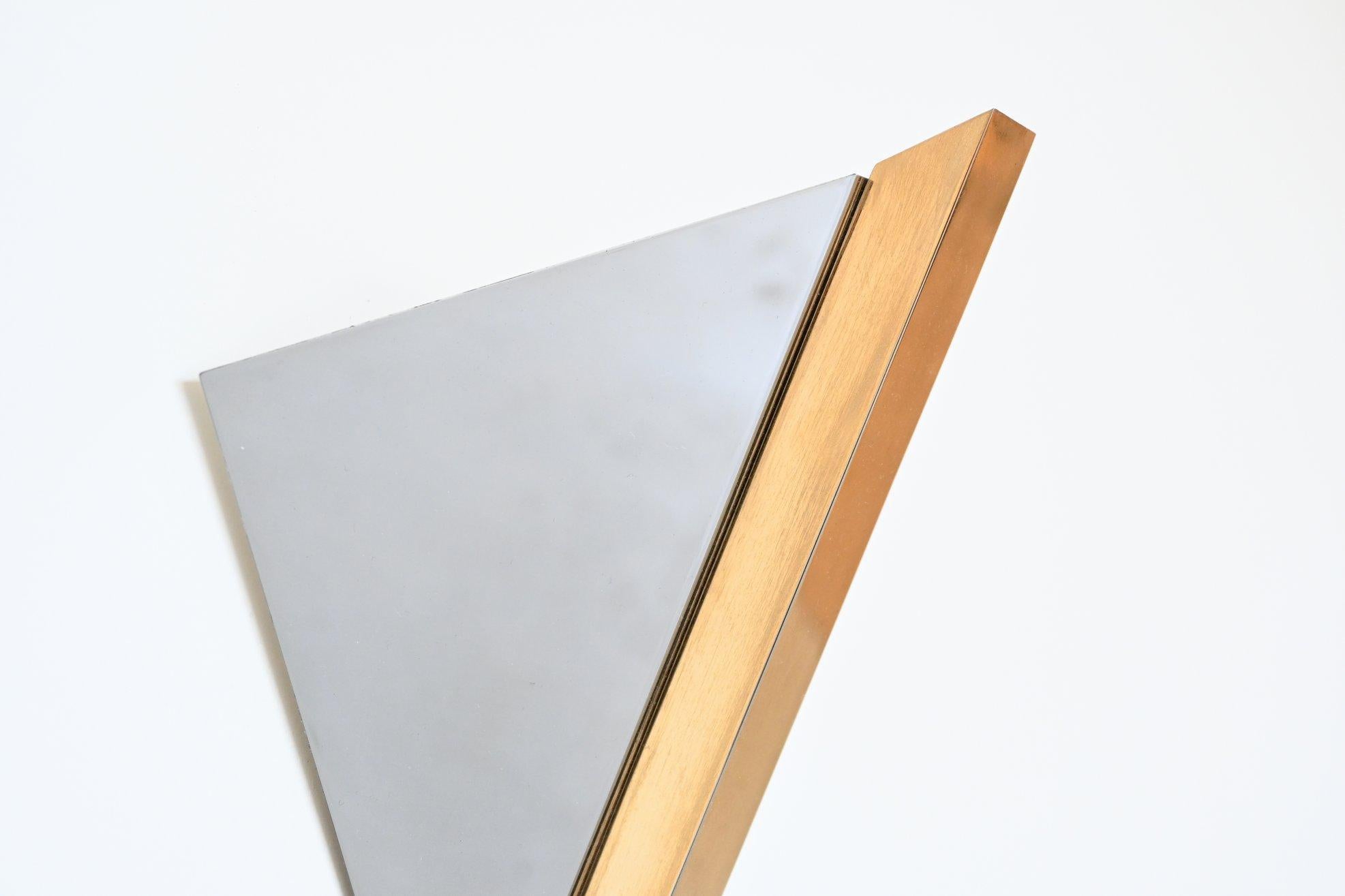 Romeo Rega Sconces Triangle Chrome and Brass, Italy, 1970 5