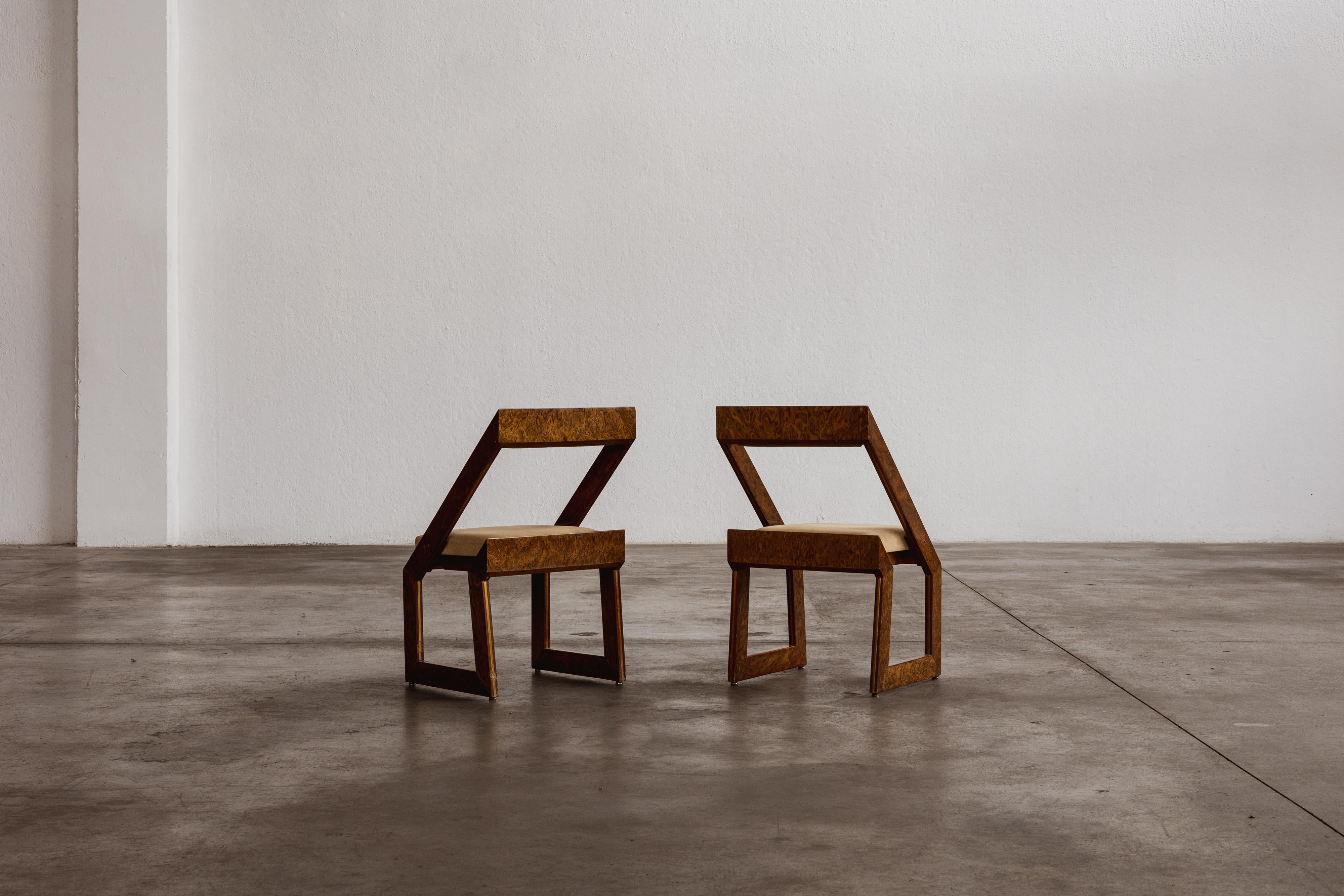 Suede Romeo Rega Sculptural Dining Chairs, 1970, Set of 2 For Sale