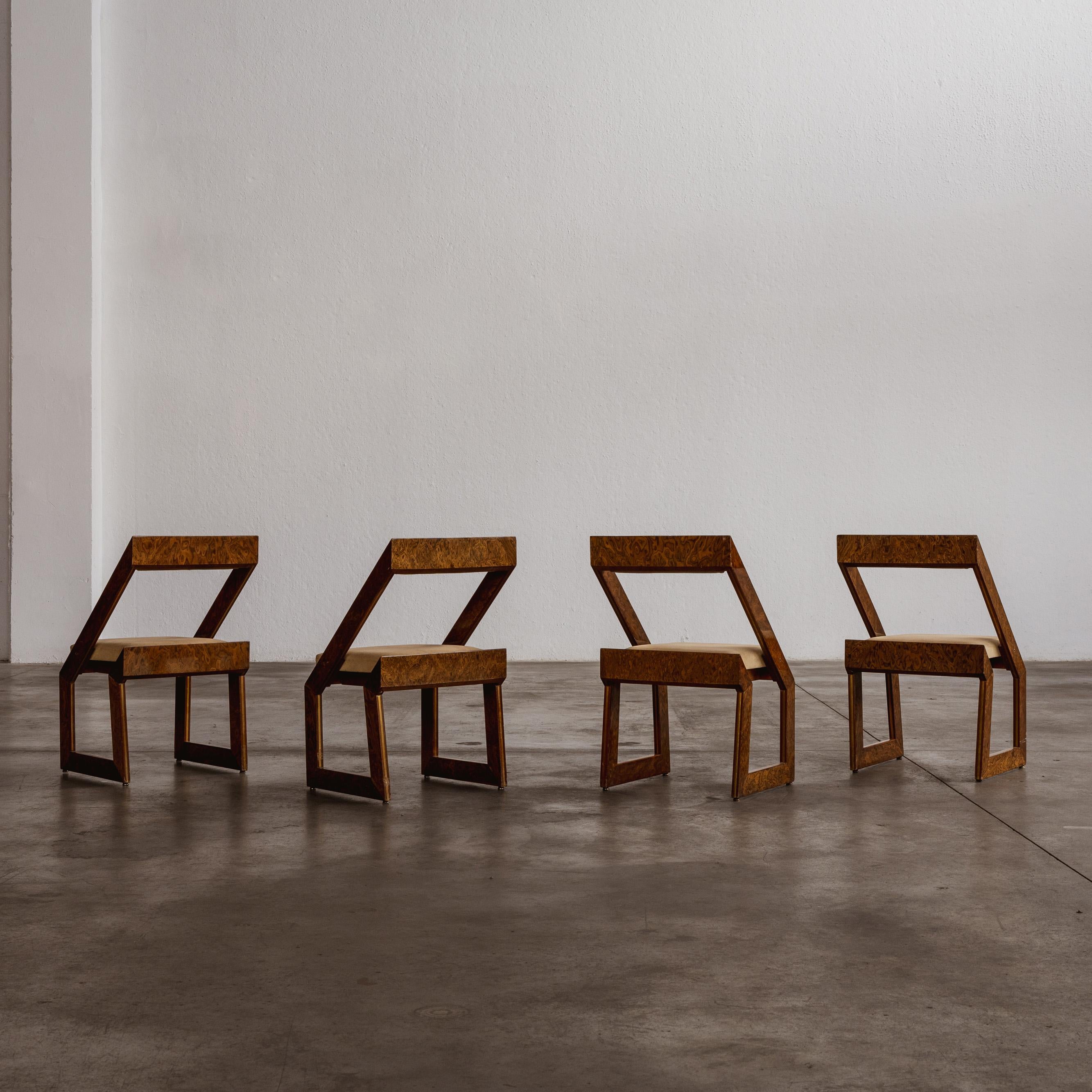 Italian Romeo Rega Sculptural Dining Chairs, 1970, Set of 4 For Sale