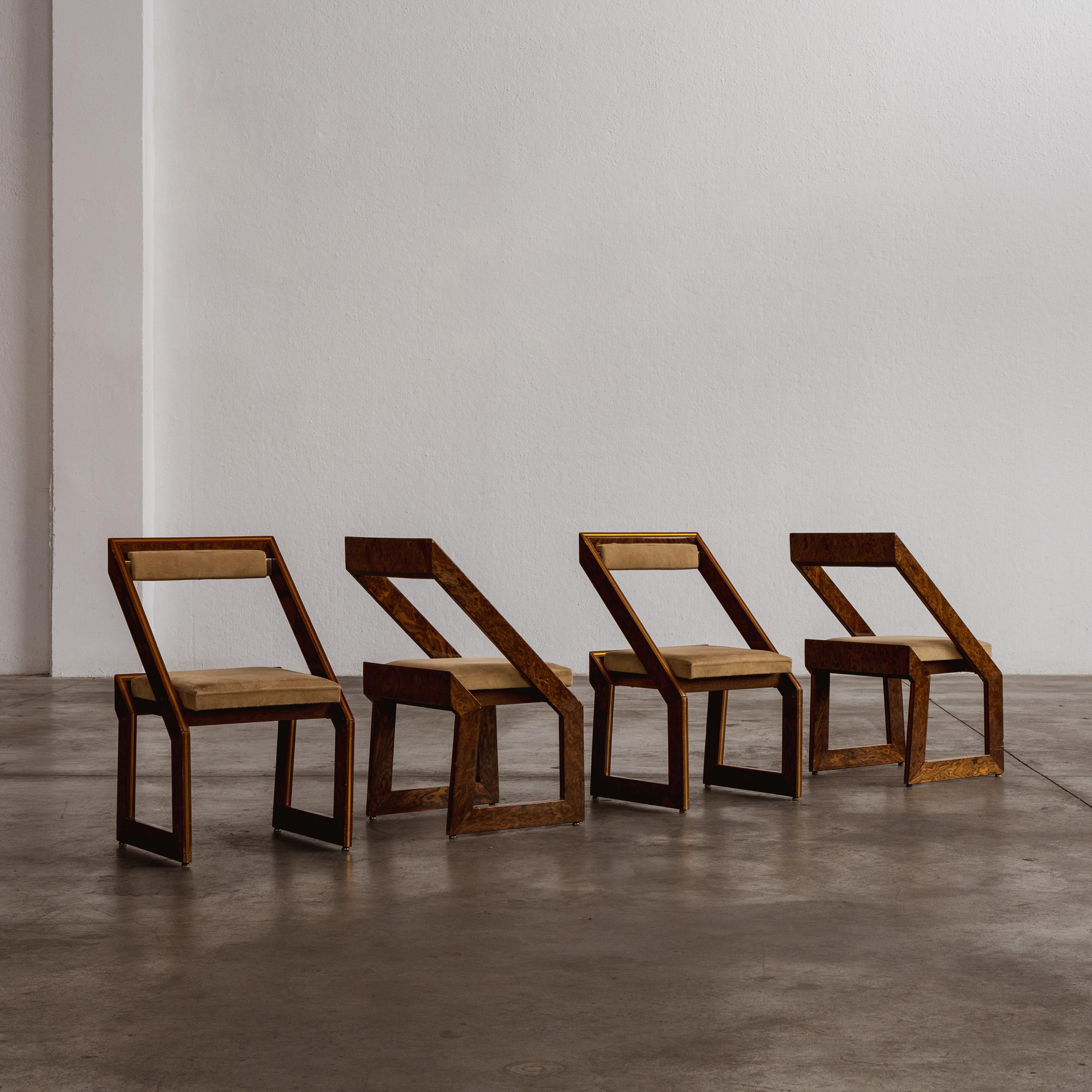 Late 20th Century Romeo Rega Sculptural Dining Chairs, 1970, Set of 4 For Sale